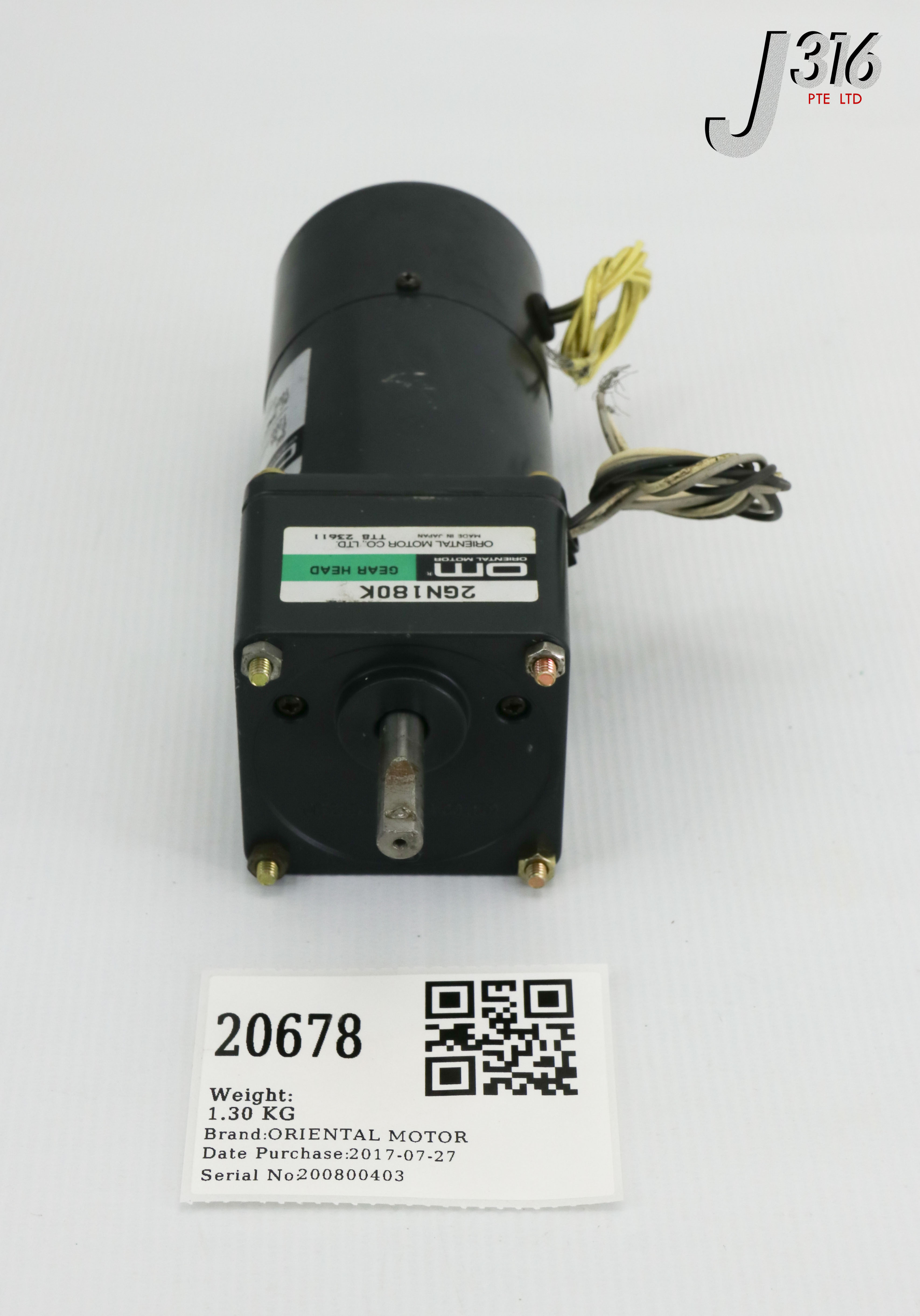 じゅん 20678 ORIENTAL MOTOR AC MAGNETIC BRAKE MOTOR W/ GEARHEAD 2GN180K